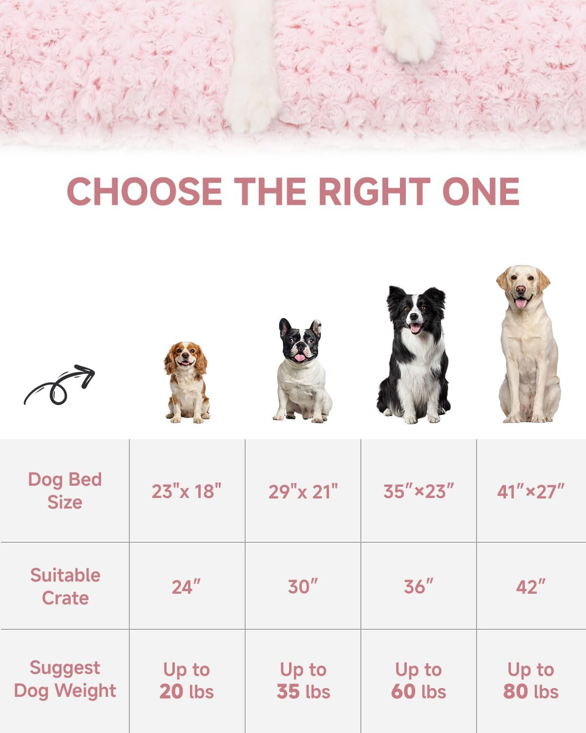 Washable Dog Bed Deluxe Plush Dog Crate Beds Fulffy Comfy Kennel Pad Anti-Slip Pet Sleeping Mat for Large, Jumbo, Medium, Small Dogs Breeds, 29" X 21", Pink