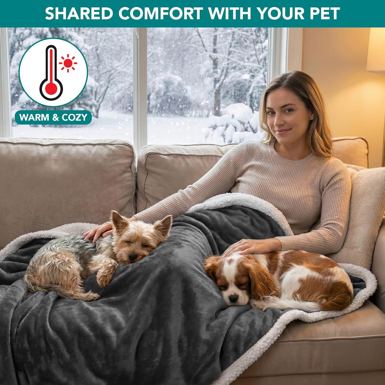 Waterproof Dog Blanket for Small Medium Dog, Pet Puppy Blanket Couch Cover Protection, Sherpa Fleece Cat Blanket Washable Throw Couch Sofa Bed Furniture Protector Reversible Soft 29X40 Charcoal
